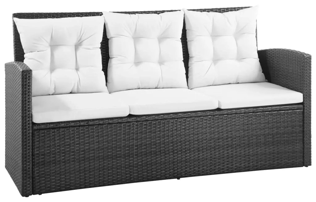 Set divani da giardino 5 pz con cuscini in polyrattan nero