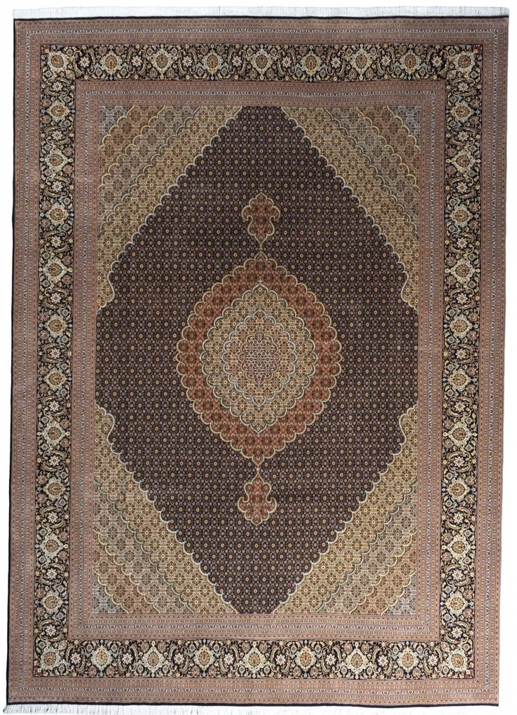 Tabriz Tappeto 260 x 350 Nero (Iran) Annodato A Mano