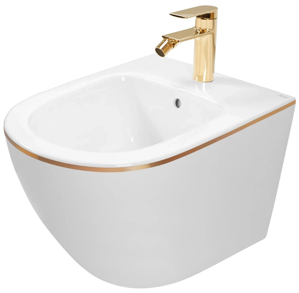 Bidet sospeso Rea Carlo Mini White Gold Edge