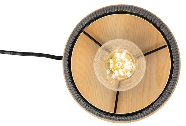 Lampada da tavolo di design nera con legno - Bosk