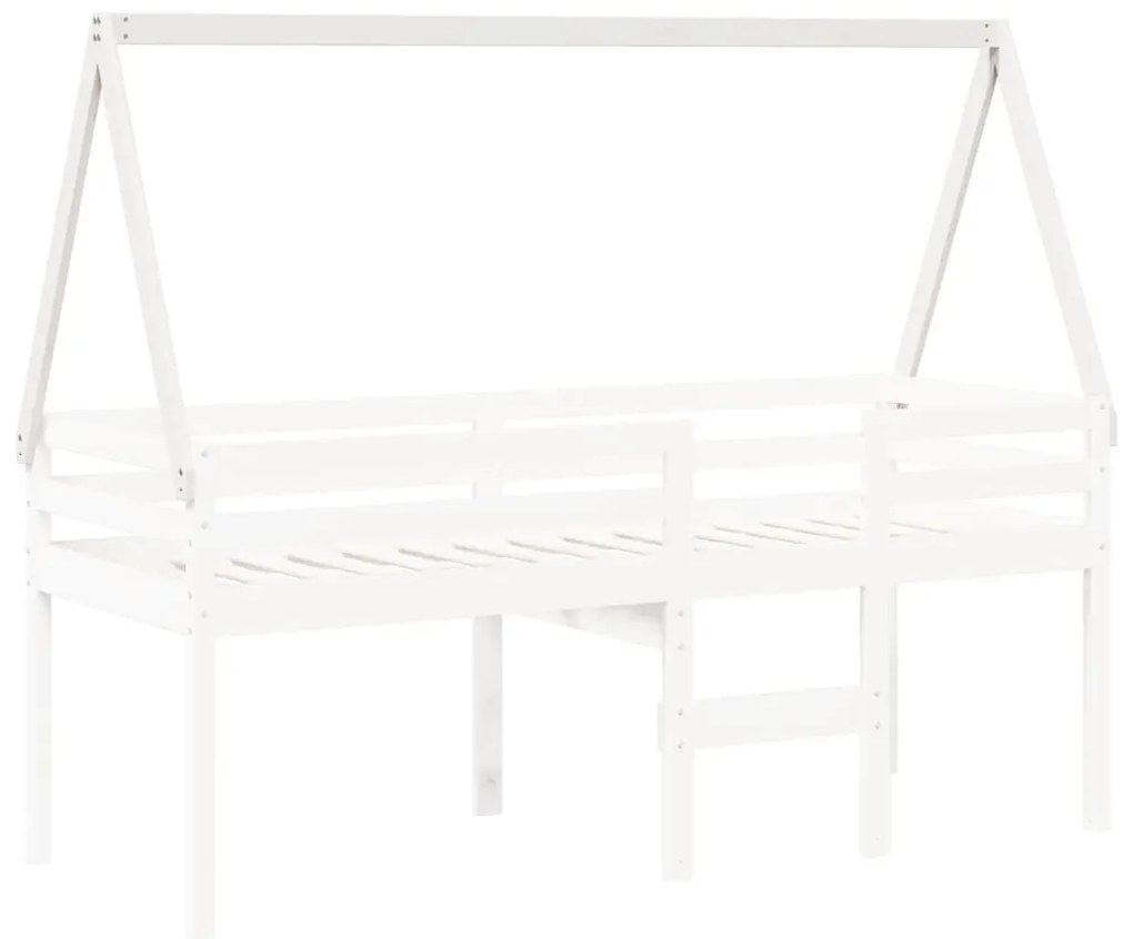 Tetto letto bambini bianco 199x80,5x88 cm legno massello pino