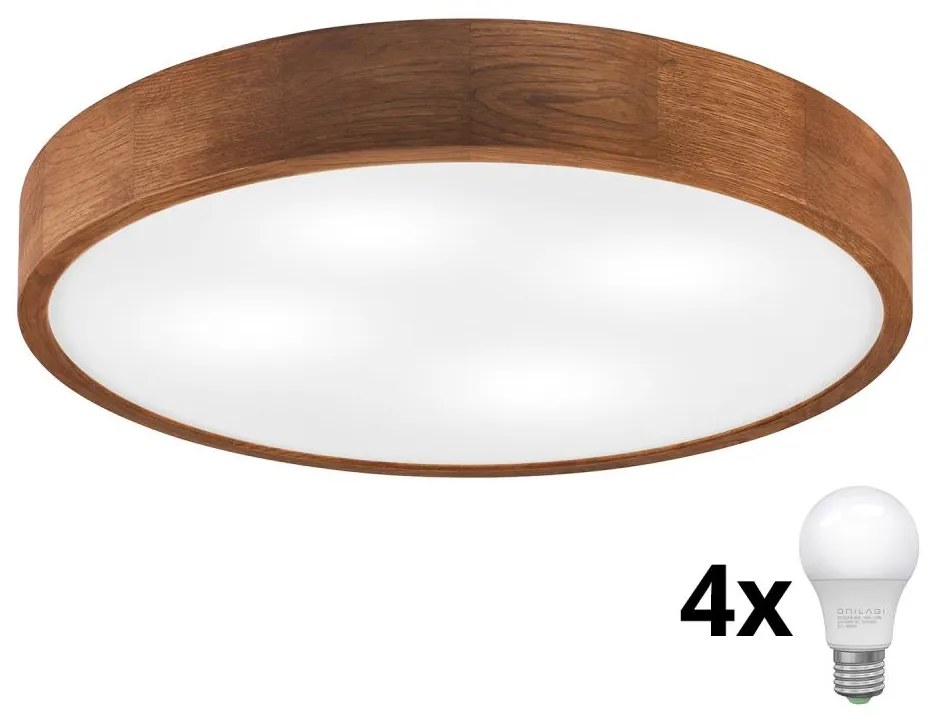Brilagi - Plafoniera LED CARVALHO 4xE27/60W/230V finitura rovere ciliegio Ø 57,5 cm