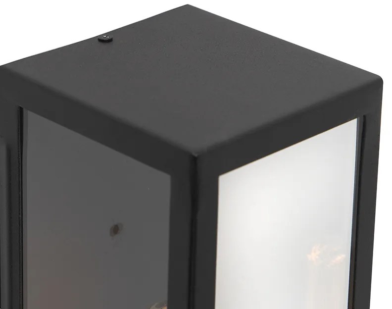 Lampada da parete esterna rettangolare moderna nera con vetro - Rotterdam Long