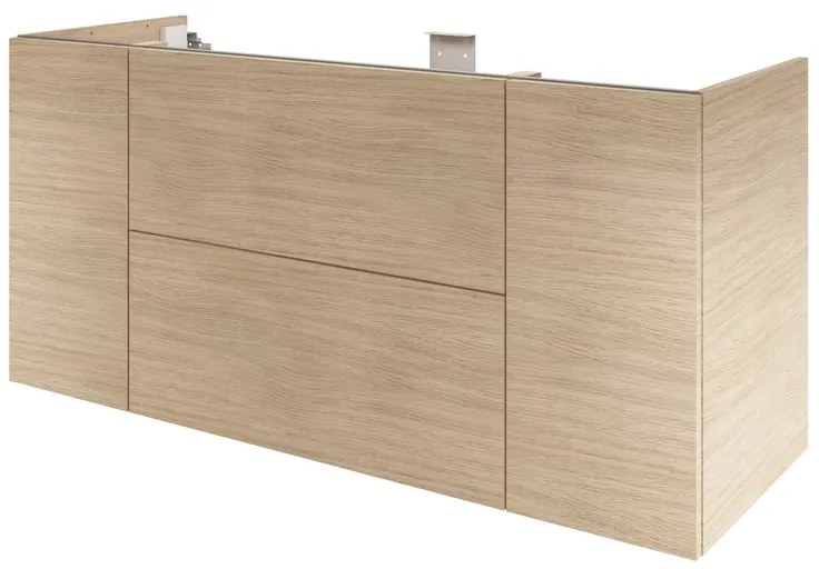 Mobile da bagno sospeso sotto lavabo L 135 x H 64 x P 48 cm rovere lucido, 2 cassetti, 2 ante SENSEA Neo Frame