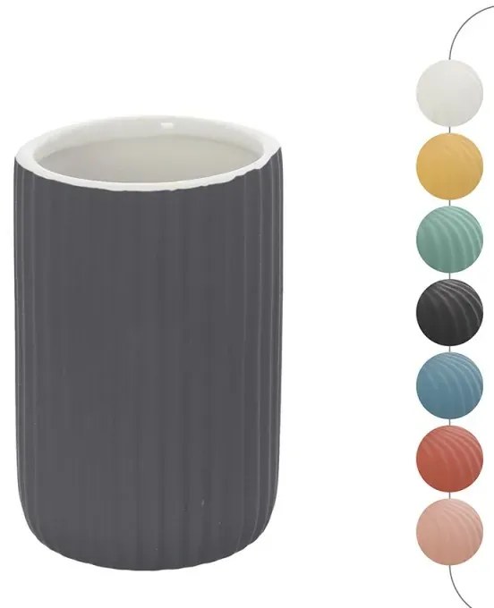 Portaspazzolini bagno dappoggio grigio in ceramica soft touch Spring