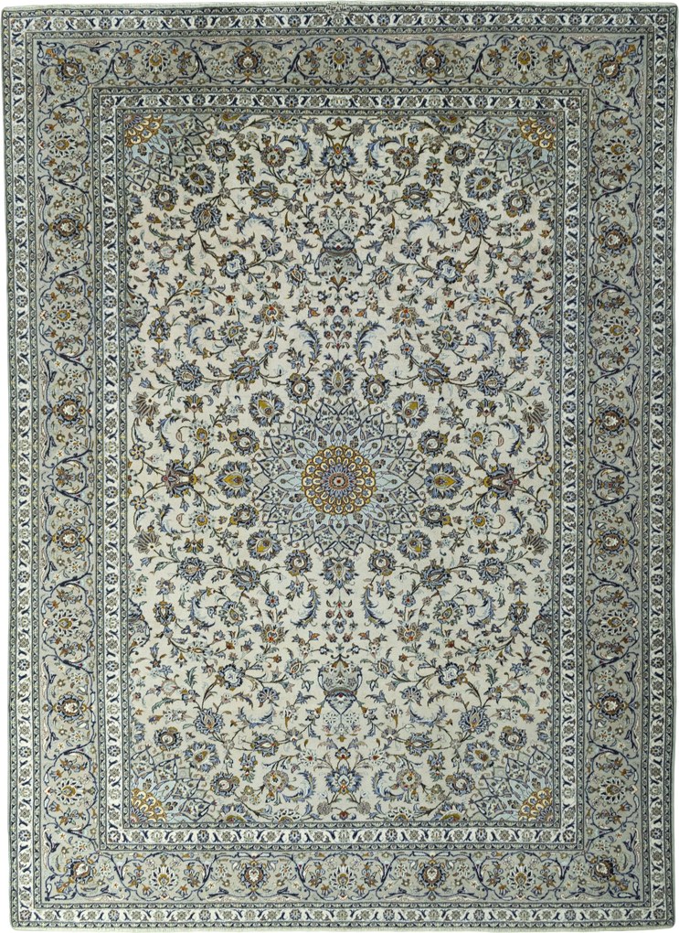Kashan Tappeto 400 x 290 Beige (Iran) Annodato A Mano