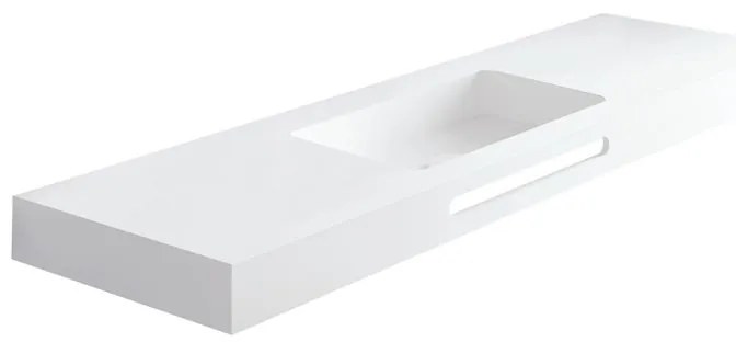 Lavabo sospeso rettangolare Zen L120 H 10 x P 46 cm in acrilico bianco