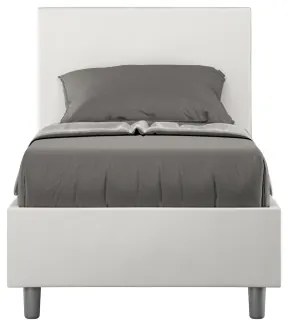 Letto singolo contenitore imbottito 80x200 similpelle bianco Adele