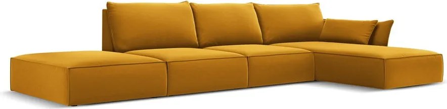 Divano angolare color senape (con penisola a destra/con chaise lounge) con rivestimento in velluto Vanda – Mazzini Sofas