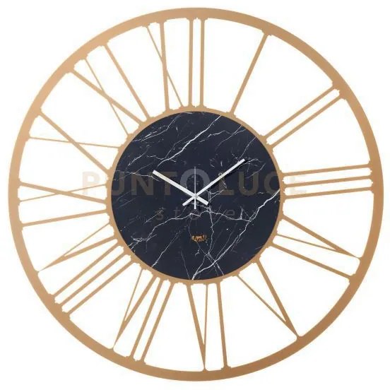 Orologio da parete design big 90 oro laccato e marmo nero