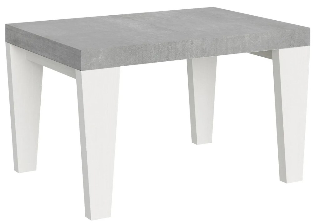 Tavolo allungabile Spimbo Mix piano e gambe in diverse finiture, Cemento / Bianco Frassino / 90x130/234 cm