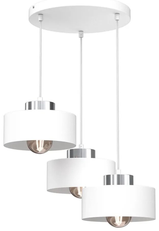 Lampadario a sospensione con filo MARTI 3xE27/15W/230V bianco/cromo