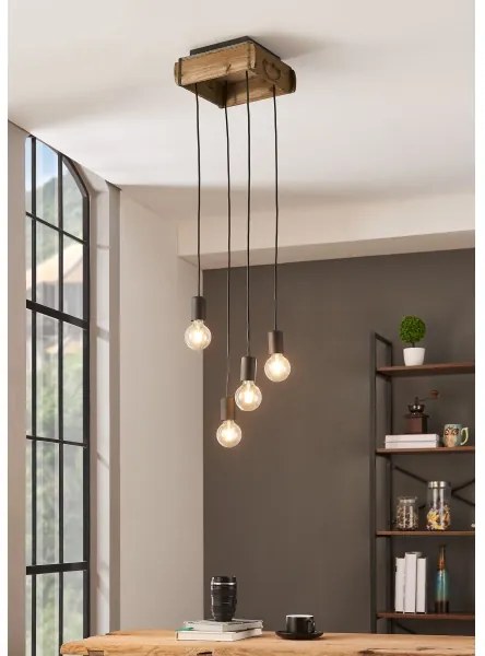 Eglo 43591 - Lampadario su corda LANA 4xE27/40W/230V