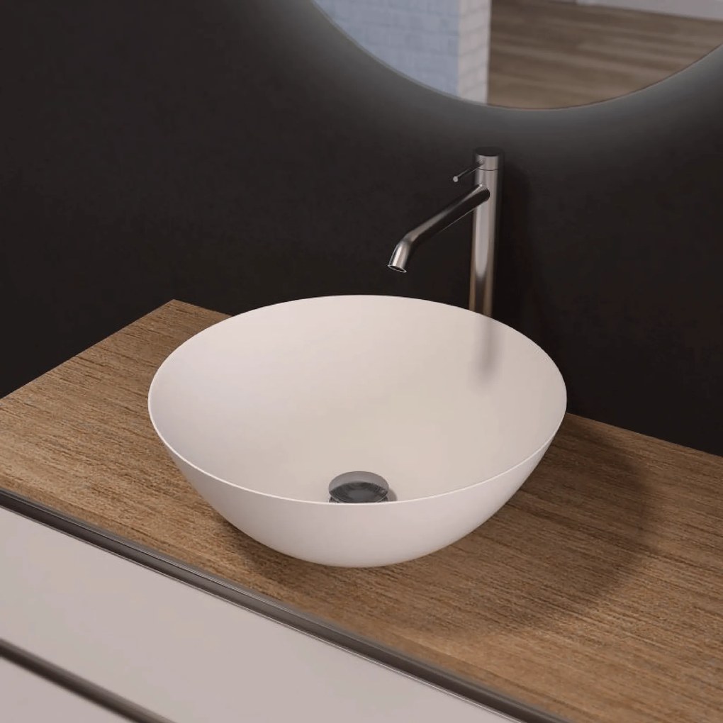 Lavabo D'Appoggio 41,6 Cm Ercos "Musa" Bianco Opaco