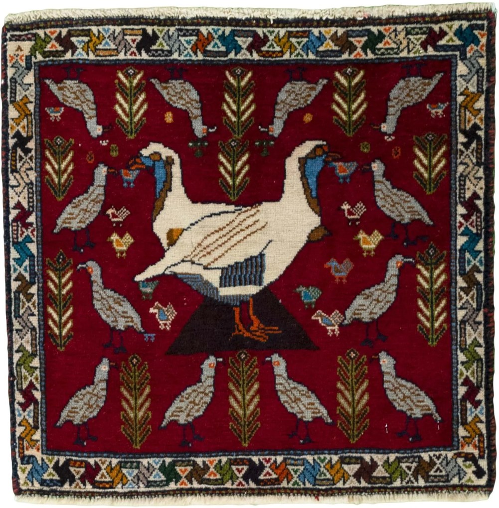 Shiraz Tappeto persiano 60 x 60 Rosso (Iran) Annodato A Mano