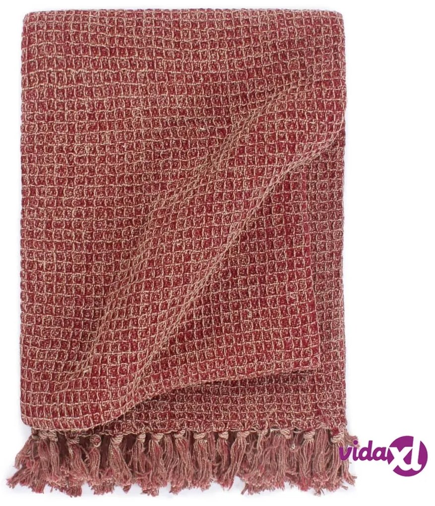 vidaXL Copriletto in Cotone 160x210 cm Rosso Borgogna