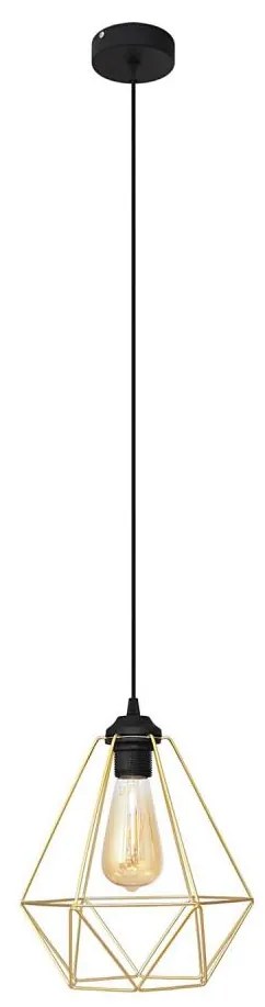 Lampadario a sospensione con filo KARO 1xE27/15W/230V oro/nero