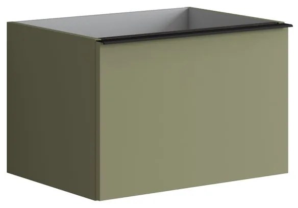 Mobile da bagno sotto lavabo Pixel plain frontale verde salvia e maniglia alluminio nero laccato opaco L 60 x H 40 x P 45.5 cm 1 cassetto, lavabo non incluso