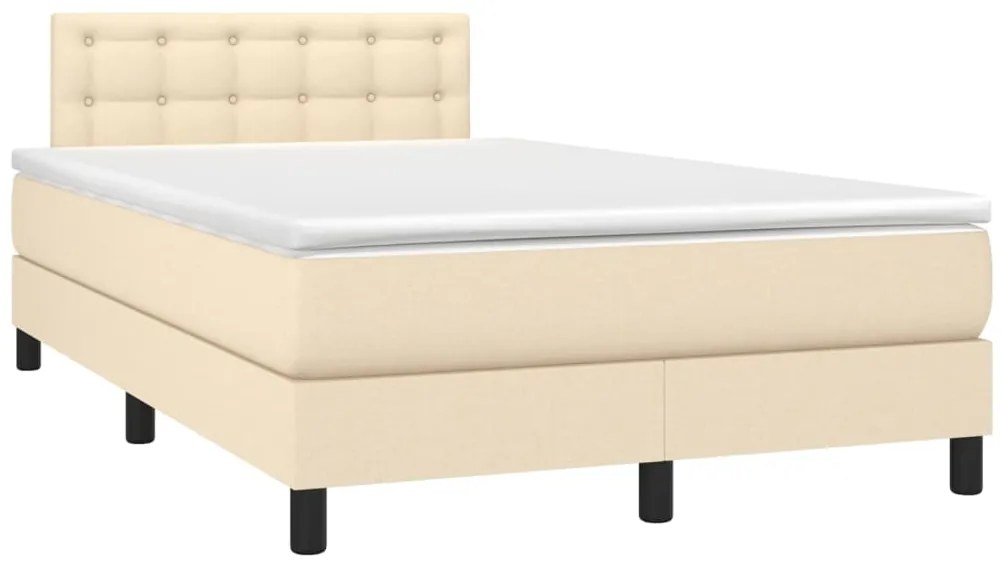 Letto a molle con materasso e led crema 120x190 cm in tessuto