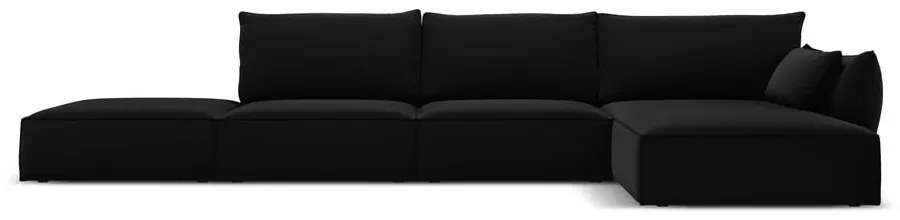 Divano angolare nero (con penisola a destra/con chaise lounge) con rivestimento in velluto Vanda – Mazzini Sofas