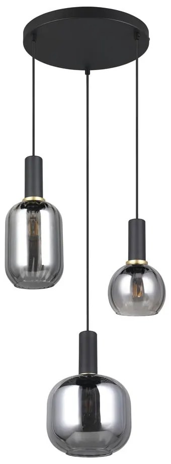 Lampadario nero con paralume in vetro Diva - Trio