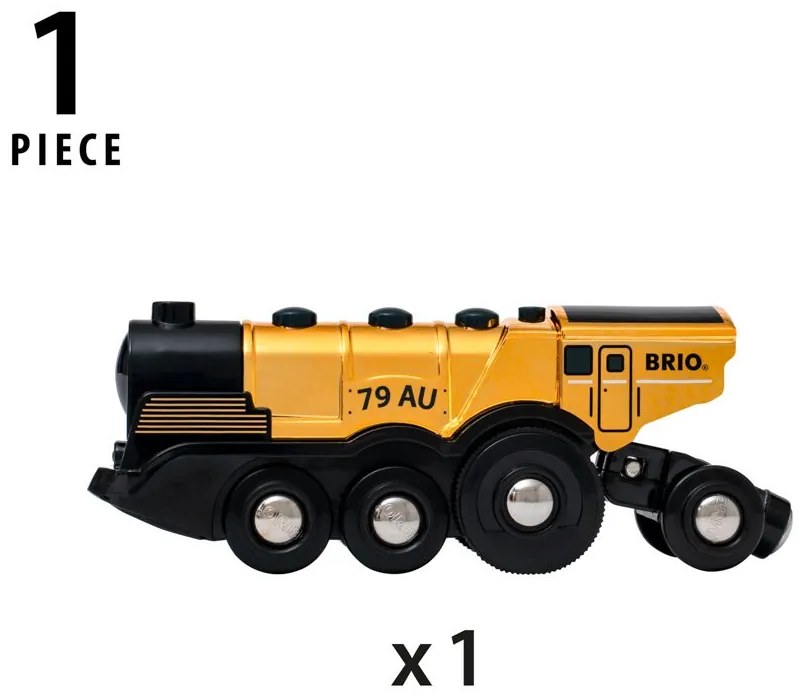 Brio – Potente Locomotiva d'Oro con Azioni a Batteria