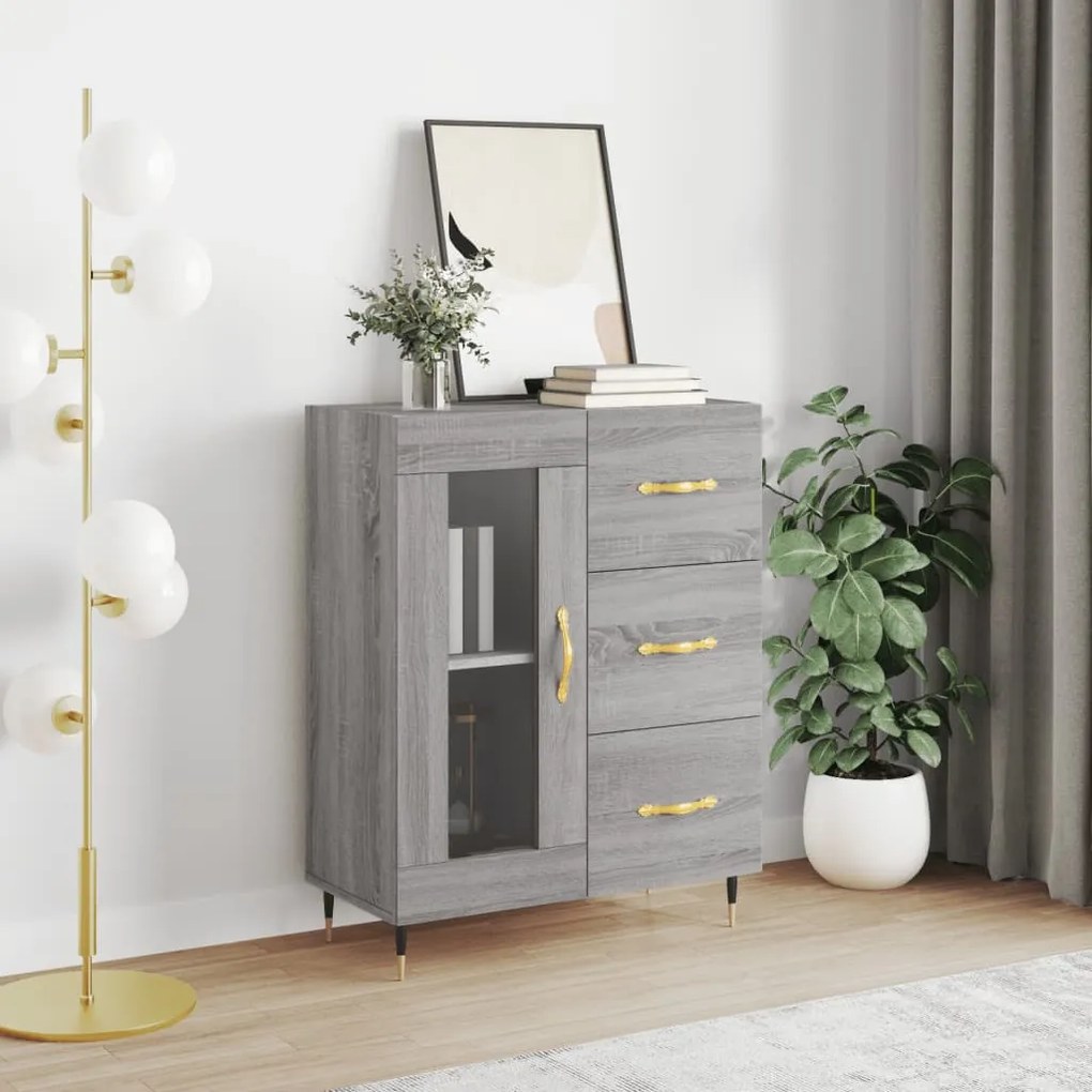 Credenza grigio sonoma 69,5x34x90 cm in legno multistrato