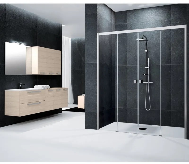 Porta doccia scorrevole Glam, L 157-161 cm x H 200 cm x SP 6 mm, profilo cromo