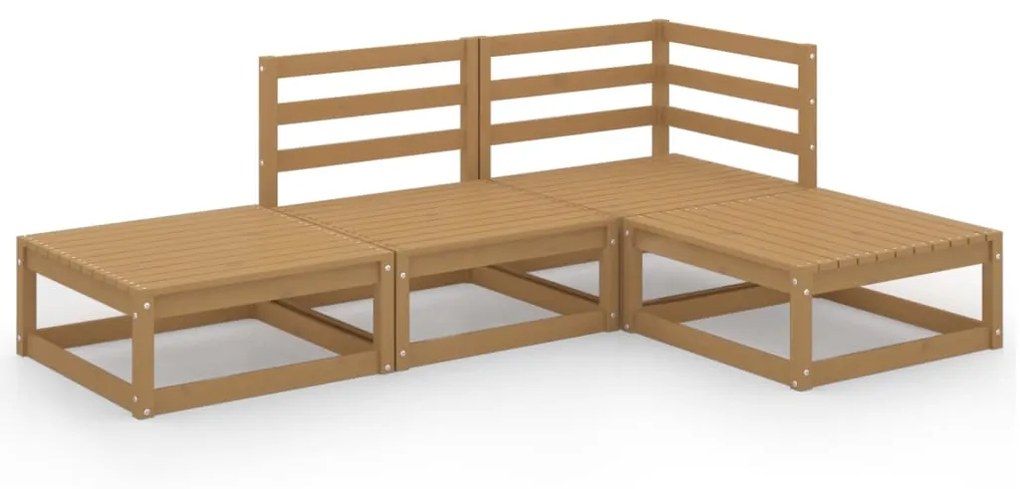 Set divani da giardino 4 pz miele in legno massello di pino