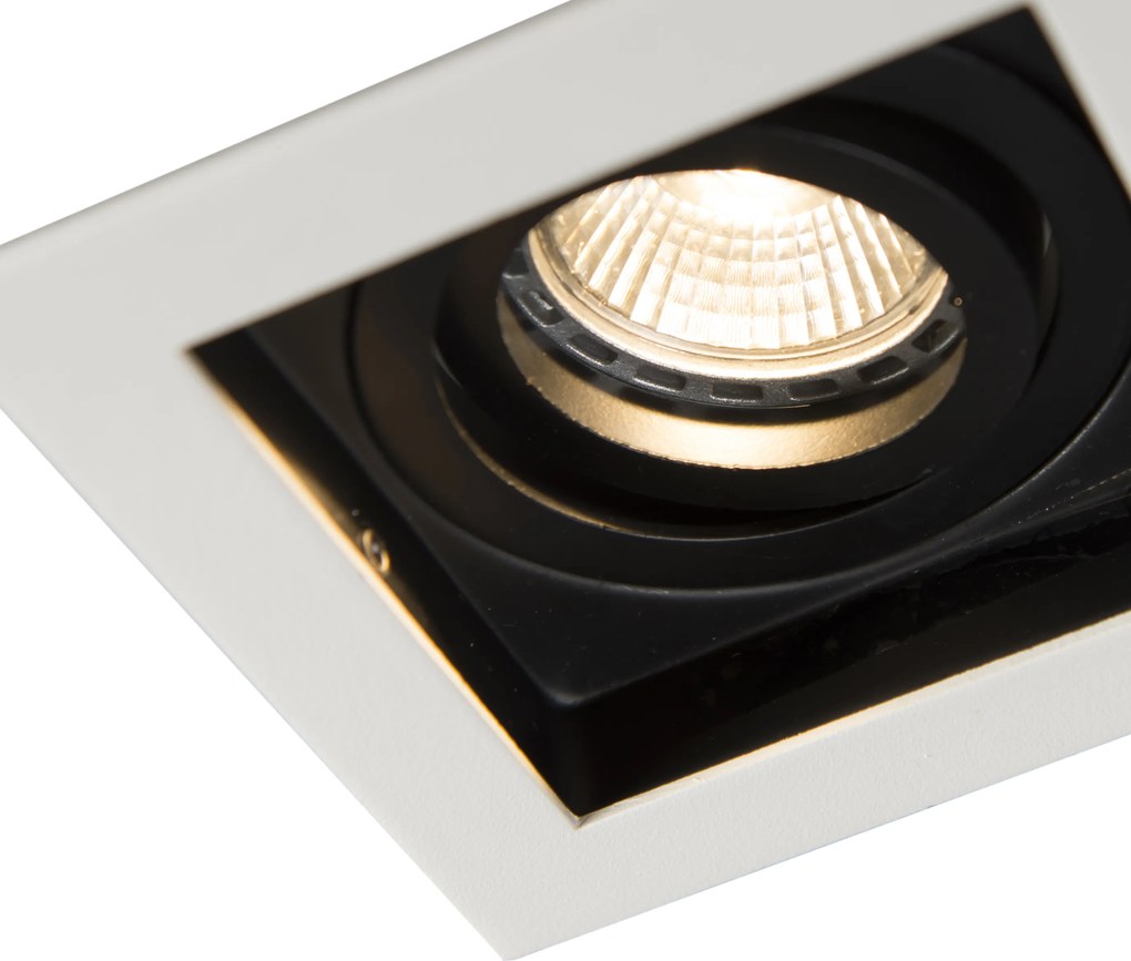 Set di 6 faretti da incasso moderni bianchi con nero regolabili - Carree