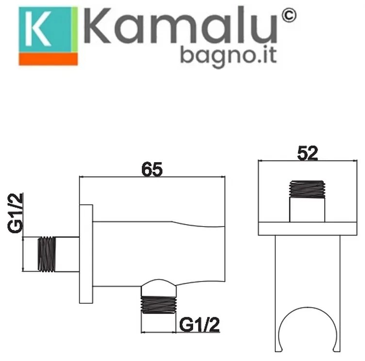 Kamalu - Presa acqua doccia con sostegno doccetta design tondo bianco | KAM-KANDA BIANCO