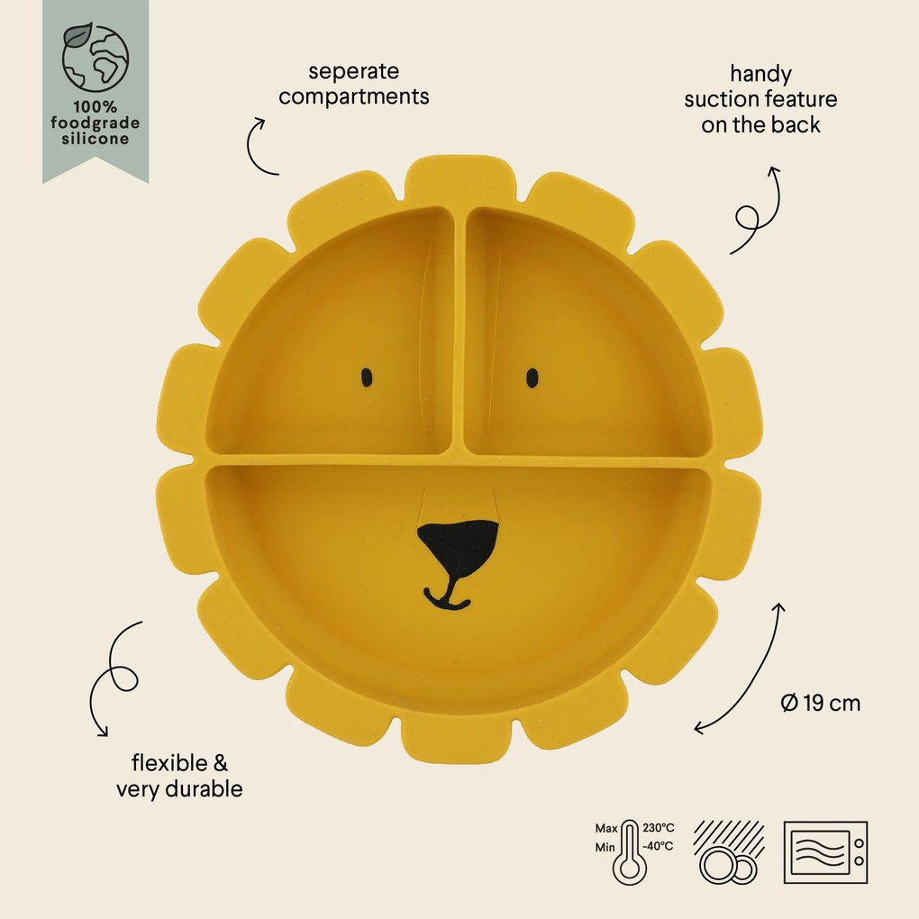 Piatto in silicone con ventosa Mr. Lion