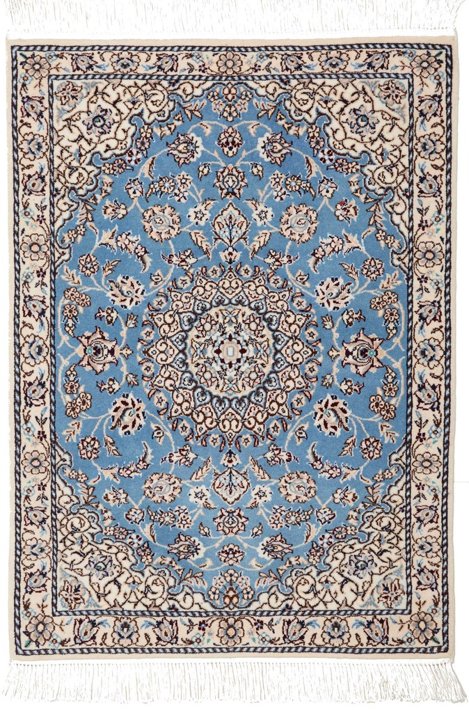 Nain Tappeto 70 x 90 Blu (Iran) Annodato A Mano