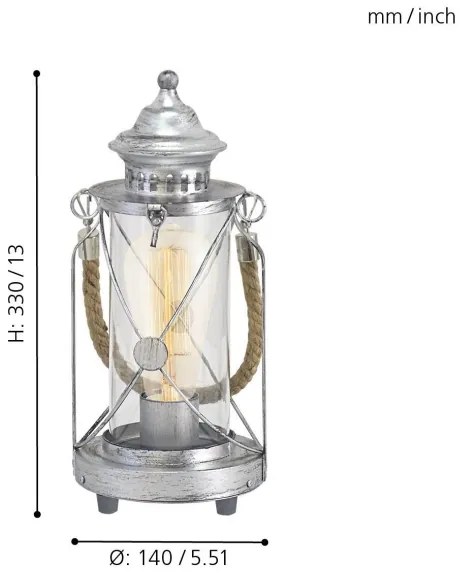 Eglo 49284 - Lampada da tavolo BRADFORD 1xE27/60W/230V