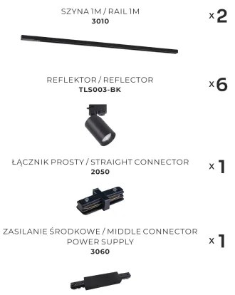 Zuma Line 3025 - Faretto per sistema a binario TORE 6xGU10/35W/230V nero