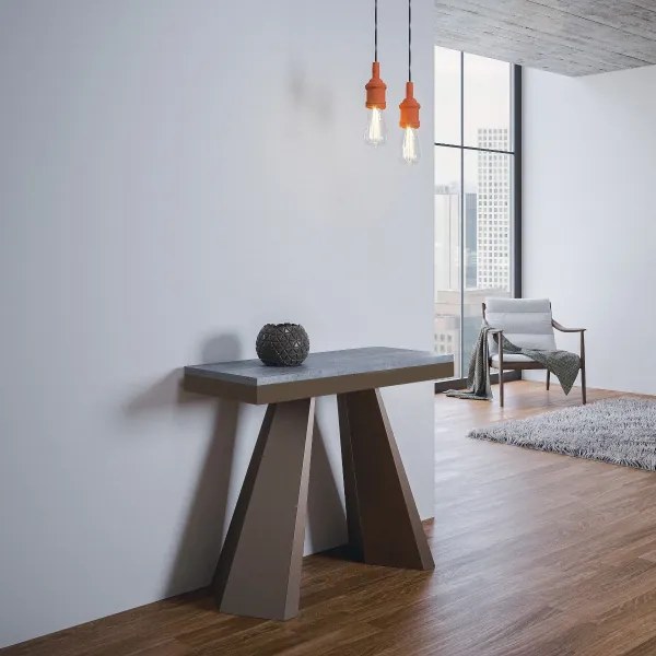 Consolle 90x40 cm allungabile a 300 cm DIAMANTE EVOLUTION Cemento telaio Orso