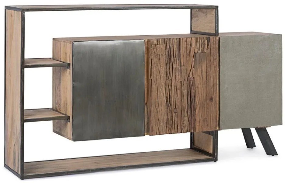 Credenza MANCHESTER in legno di mango e acciaio nero, 175x38x100 cm