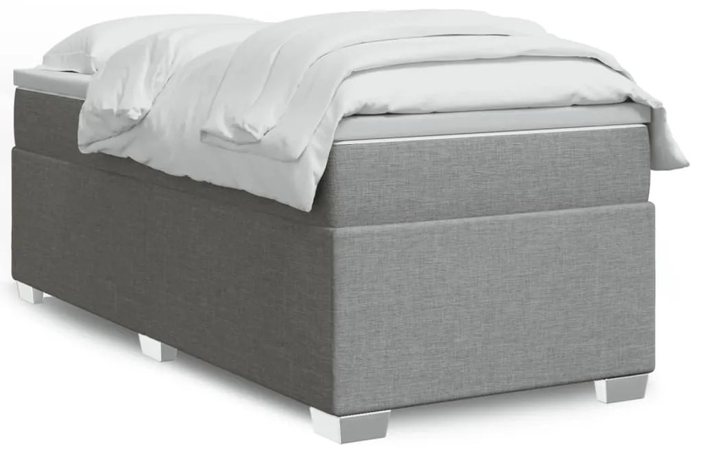Giroletto A Molle Con Materasso Grigio Chiaro 80x200 Cm Tessuto /