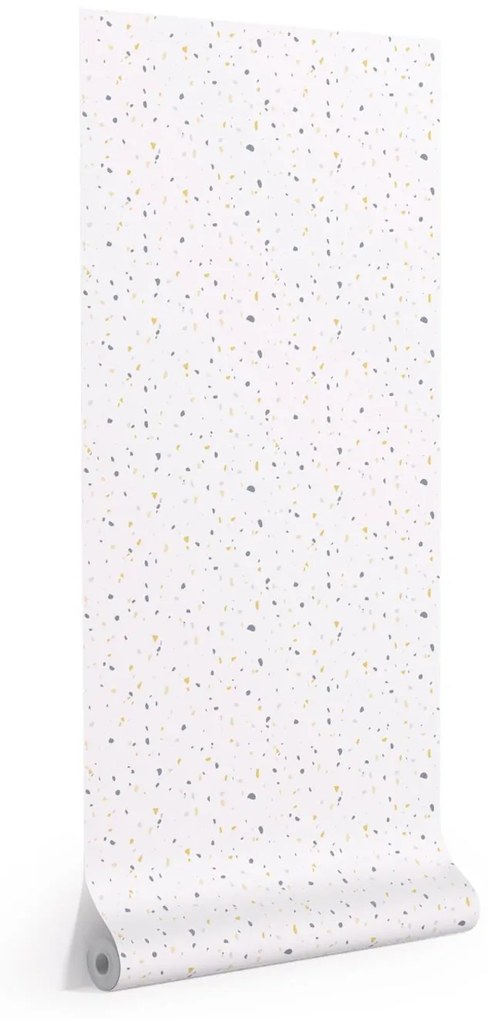 Kave Home - Carta da parati Nerta bianca con motivo a terrazzo blu e senape 10 x 0,53 m FSC MIX Credit