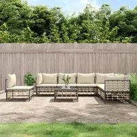 Set Divani da Giardino 8 pz con Cuscini Antracite in Polyrattan 3186768