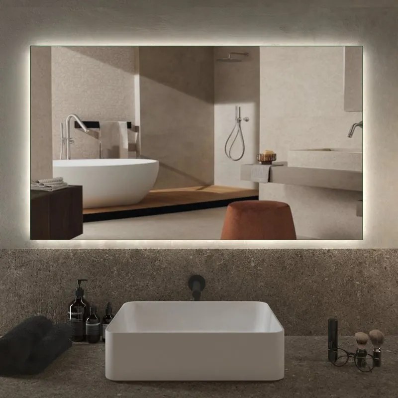 Specchio con illuminazione integrata bagno rettangolare L 120 x H 70 x P 2.5 cm