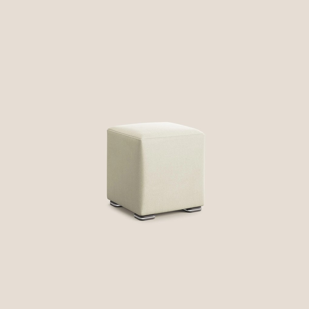 Cube pouf in microfibra smacchiabile T11 panna