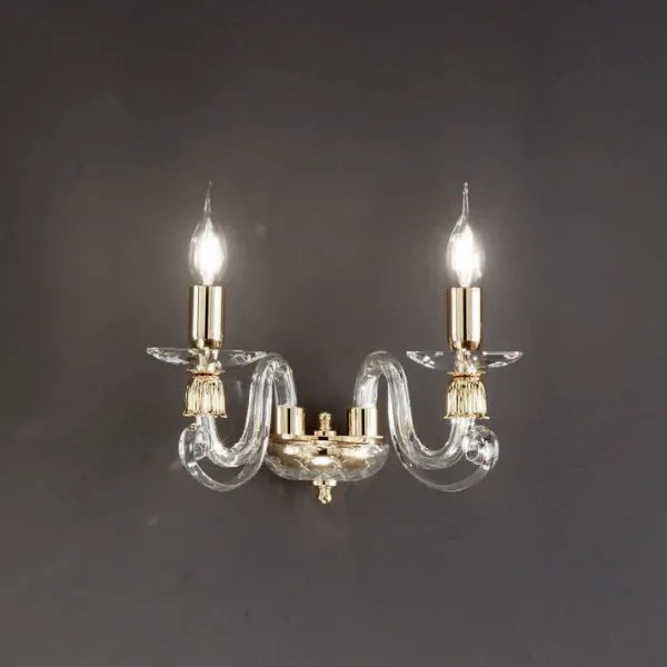 Applique 1306 in vetro soffiato lavorato a mano 36 cm a 2 luci