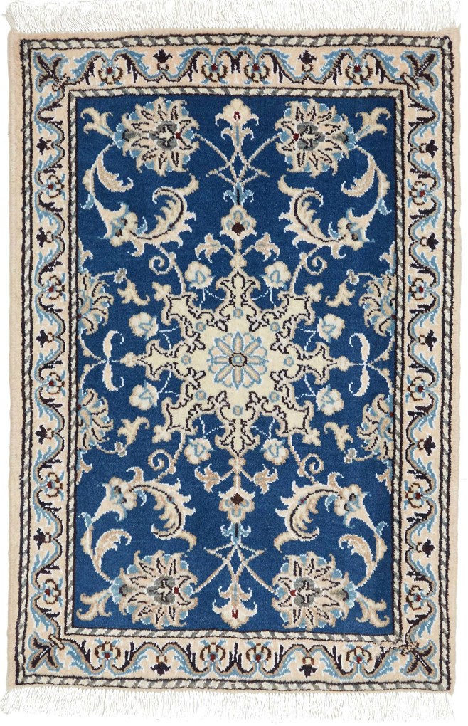 Nain Tappeto persiano 60x90 Blu (Iran) Annodato A Mano