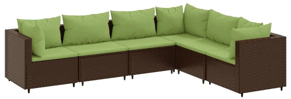 Set mobili da giardino 6pz con cuscini in polyrattan marrone