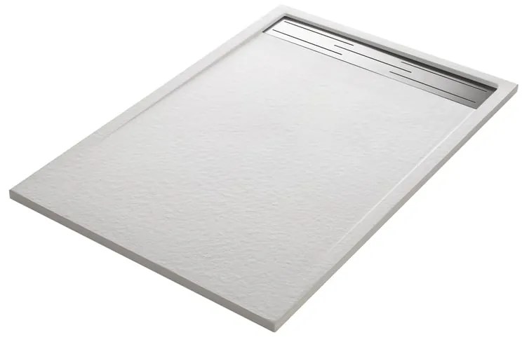 Piatto doccia SENSEA in resina Neo Metal Grid bianco L 80 x L 120 x H 3 cm opaco effetto pietra
