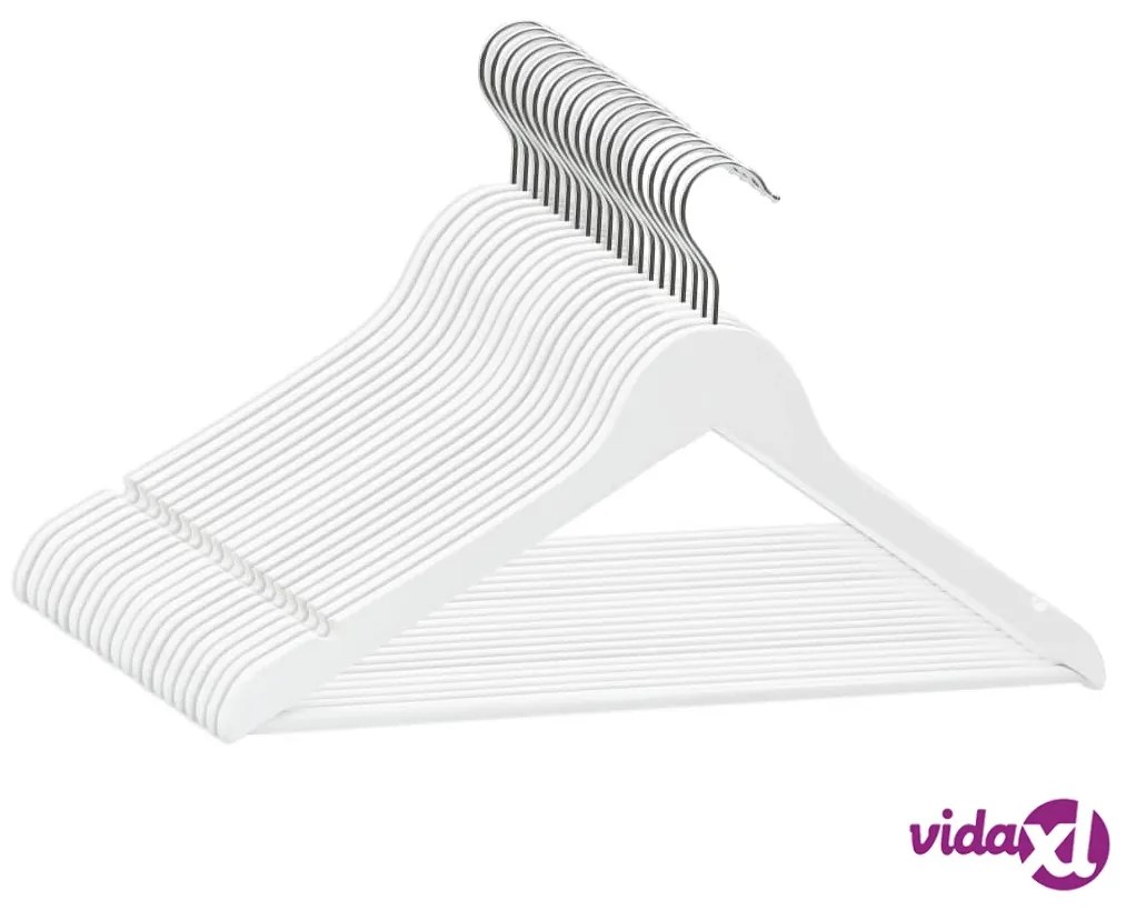 vidaXL Set Appendiabiti 20 pz Antiscivolo Bianchi in Legno Massello