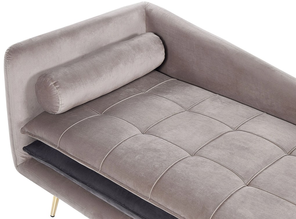 Chaise longue sinistra velluto beige e grigio GONESSE Beliani