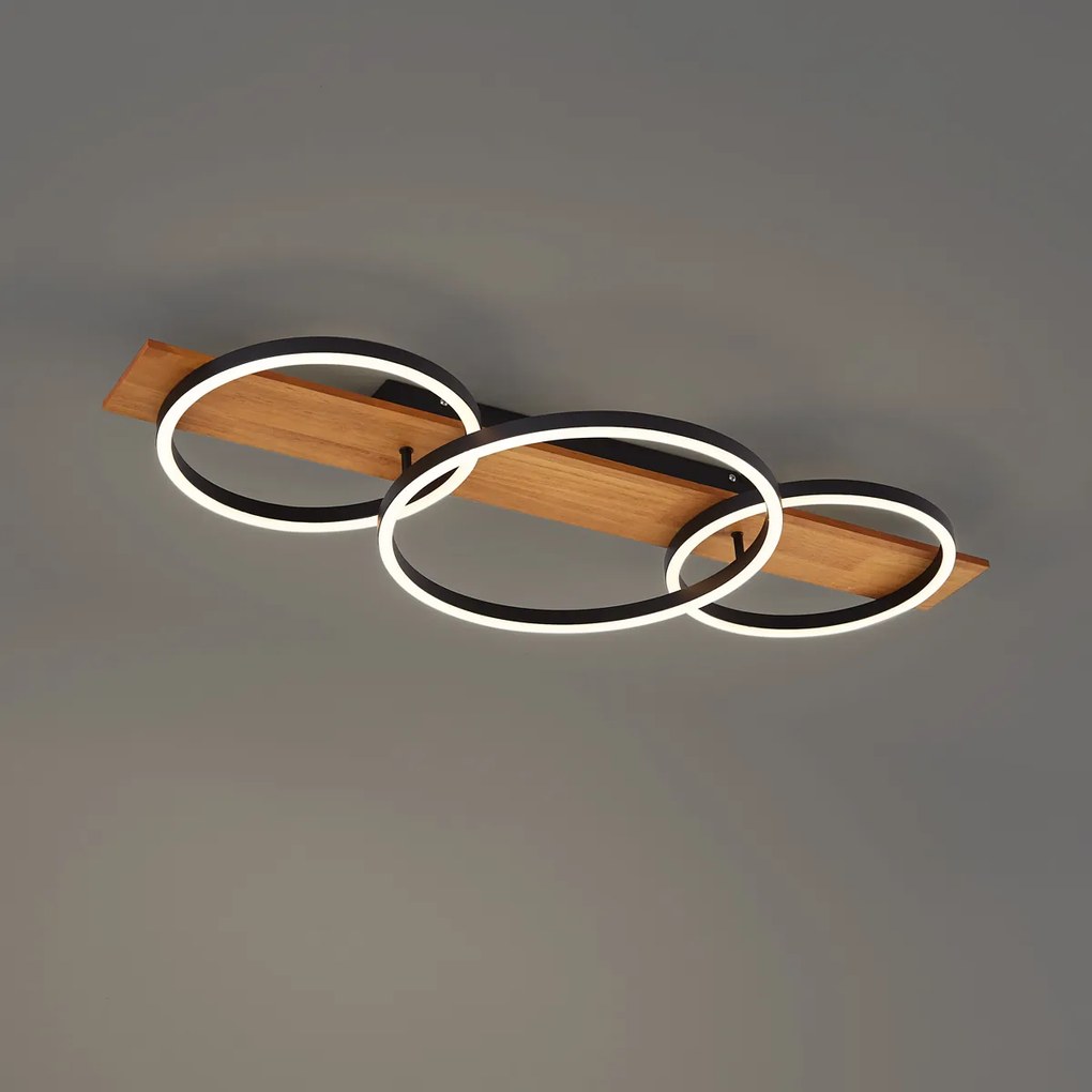 Plafoniera di design nera rotonda con LED dimmerabile a 3 livelli - Nimue