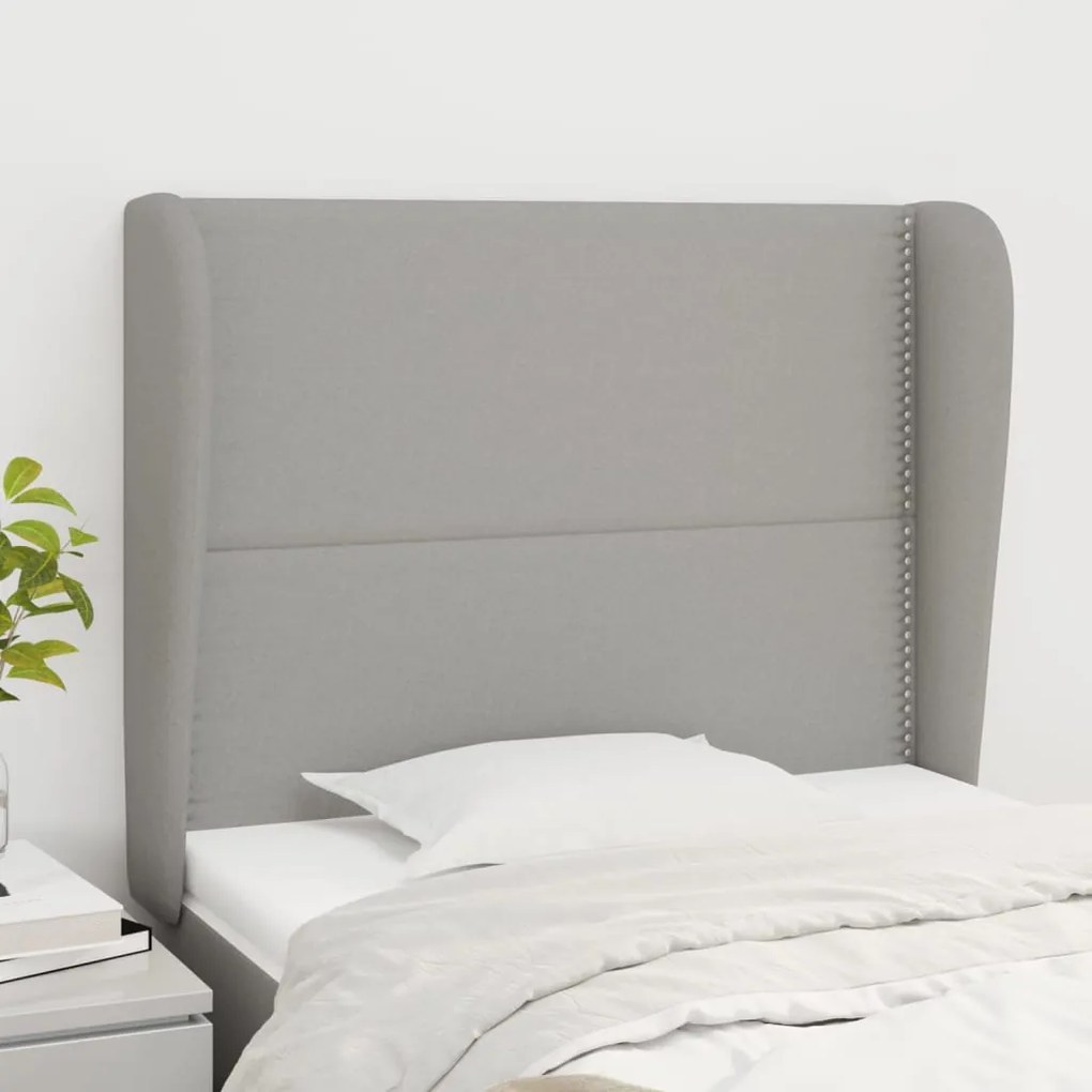 Testiera Ad Orecchio Grigio Chiaro 83x23x118/128 Cm İn Tessuto /